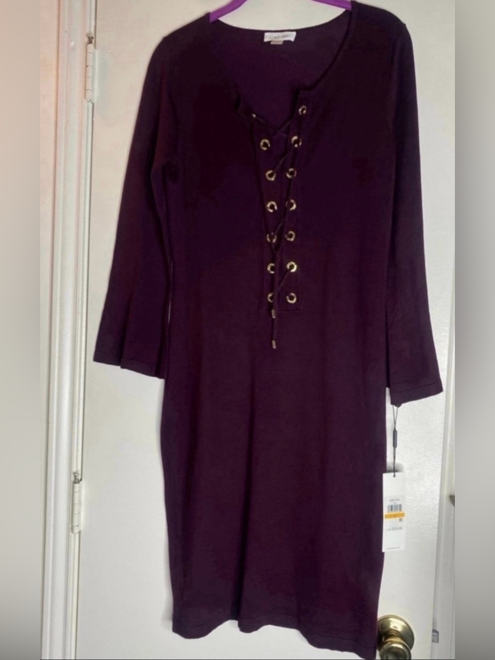 BNWT Calvin Klein Purple Sweater Bodycon Dress Women’s Small
